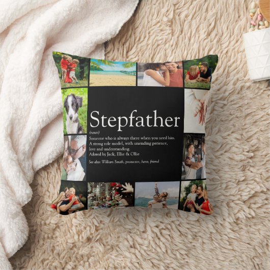 ステッ最高のプ父、ステプダッド定義12フォトブラック クッション (ブランケット)