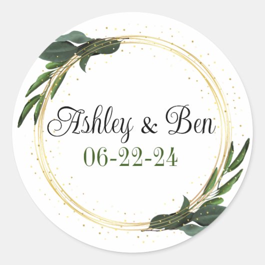 ステッ結婚クのパーソナライズされた封筒または好意 ラウンドシール (正面)