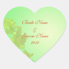 ステッ結婚ク、黄色いチューリップの花 ハートシール