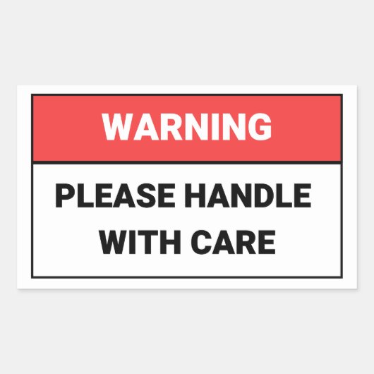 ステッ警告カーで取り扱気にう 長方形シール (正面)