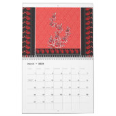 ステッ鮮やかクで飾られた赤と黒のスカーフ カレンダー (3月 2026)