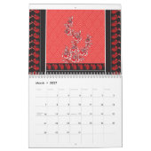 ステッ鮮やかクで飾られた赤と黒のスカーフ カレンダー (3月 2027)