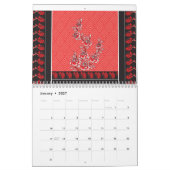 ステッ鮮やかクで飾られた赤と黒のスカーフ カレンダー (1月 2027)