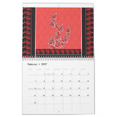 ステッ鮮やかクで飾られた赤と黒のスカーフ カレンダー (2月 2027)