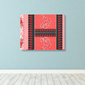 ステッ鮮やかクで飾られた赤と黒のスカーフ キャンバスプリント (インサイチュ (ウッドフロア))