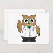 ステトスコープを聴診するフクロウ ポストカード (正面/裏面)