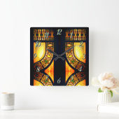 ステビクトリアンガラスエレガント戸 スクエア壁時計 (ホーム)