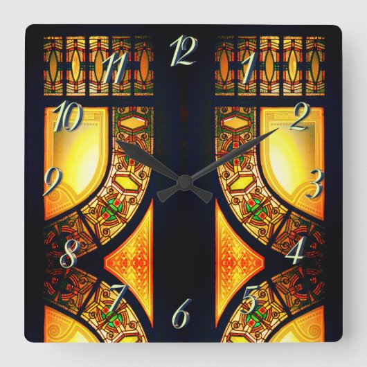 ステビクトリアンガラスエレガント戸 スクエア壁時計 (正面)