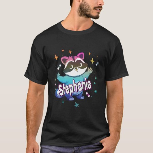 ステファニー 可愛い名前とアライグマ Tシャツ (正面)