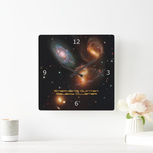 ステファンクインテット深い宇宙スター銀河系クラスター スクエア壁時計 (ホーム)