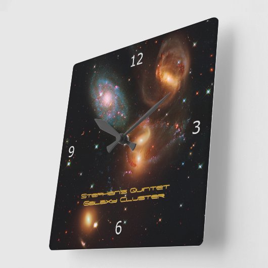 ステファンクインテット深い宇宙スター銀河系クラスター スクエア壁時計 (傾斜)