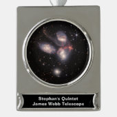 ステファンズクインテット5銀河系深いフィールドジェームズウェッブ シルバープレートバナーオーナメント (正面)