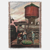 ステファン・ドハノスの列車の庭フラワーガーデン スローブランケット (正面縦)