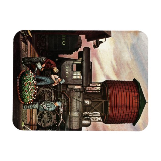 ステファン・ドハノスの列車の庭フラワーガーデン マグネット (横)