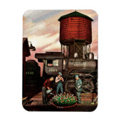 ステファン・ドハノスの列車の庭フラワーガーデン マグネット (縦)