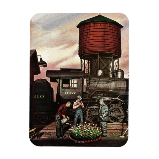 ステファン・ドハノスの列車の庭フラワーガーデン マグネット (縦)