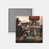 ステファン・ドハノスの列車の庭フラワーガーデン マグネット (正面/裏面)