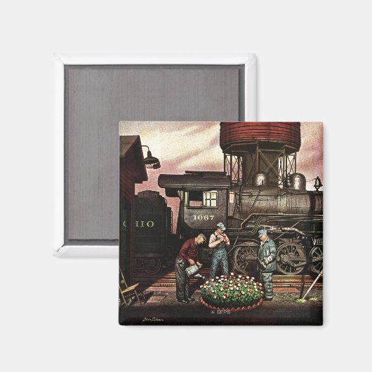 ステファン・ドハノスの列車の庭フラワーガーデン マグネット (正面/裏面)