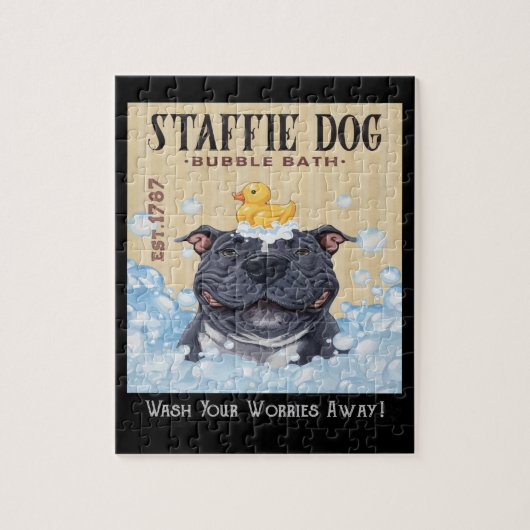 ステフィ（犬）スタッフォードブルテリアドッグバブルバス ジグソーパズル (縦)