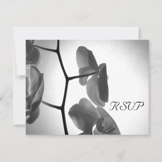 ステムウェディングRSVP応答カード上の蘭 出欠カード (正面)
