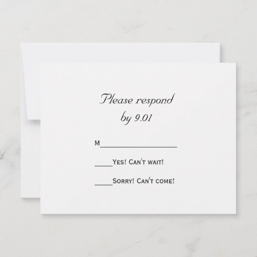 ステムウェディングRSVP応答カード上の蘭 出欠カード (裏面)