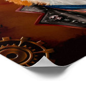 ステムパンクの服を着たずるそうなキツネ。水彩スケッチ ポスター (角)