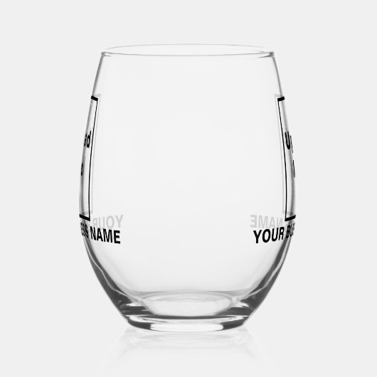 ステムレスワイングラスのビジネス名とロゴ ステムなしワイングラス (右)