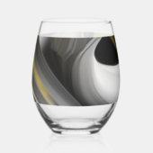 ステムレスワイングラス抽象芸術アート白黒金ゴールド ステムなしワイングラス (裏面)