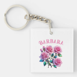 ステム上の虹色のホログラフィックバラ キーホルダー