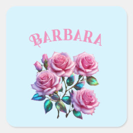 ステム上の虹色のホログラフィックバラ スクエアシール