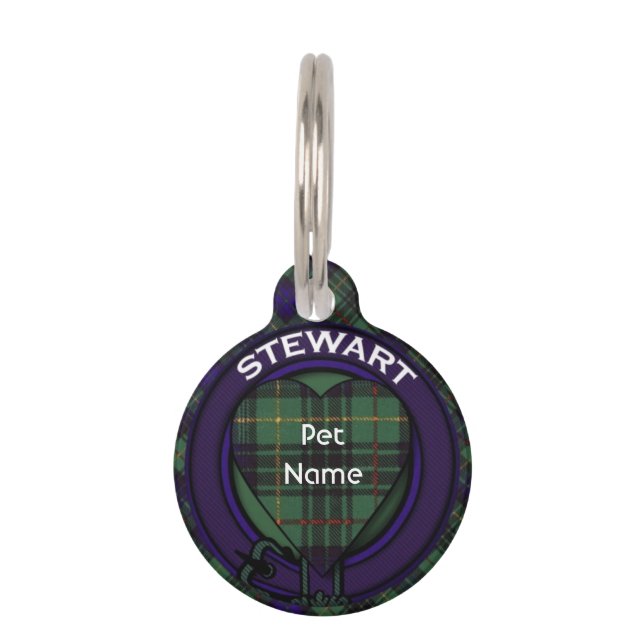 ステュワートの一族の狩りの格子縞のスコットランド人のタータンチェック ペット　ネームタグ (正面)