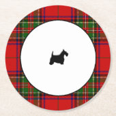 ステュワートの格子縞の黒のスコッチテリア ラウンドペーパーコースター (正面)