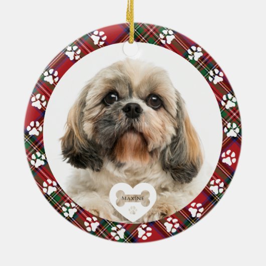 ステュワート タルタン 犬の写真 クリスマス プライド セラミックオーナメント (裏面)