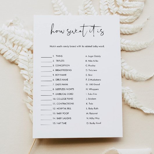 ステラどのように甘いキャンディバーベビーゲームカード 招待状