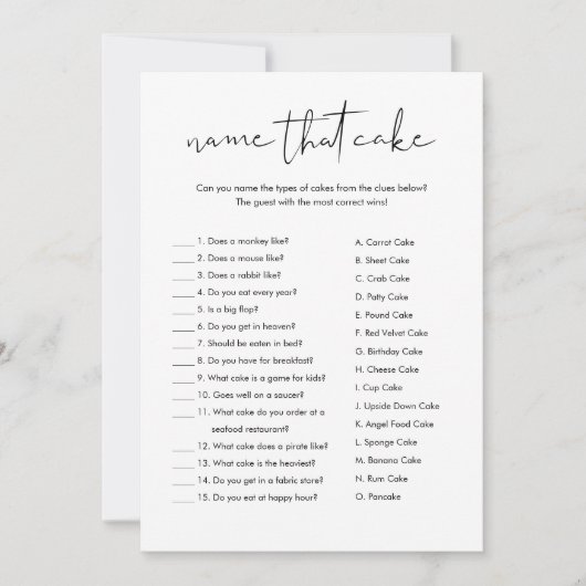 ステラネームザケーキブライダルシャワーゲーム 招待状 (正面)