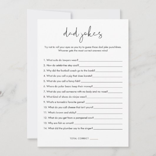 ステラパパジョーク赤ちゃんシャワーゲームカード 招待状 (正面)