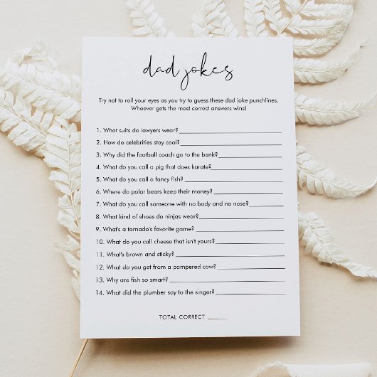 ステラパパジョーク赤ちゃんシャワーゲームカード 招待状