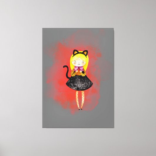 ステラランアーツカワイガールハロウィーンキャット キャンバスプリント (正面)