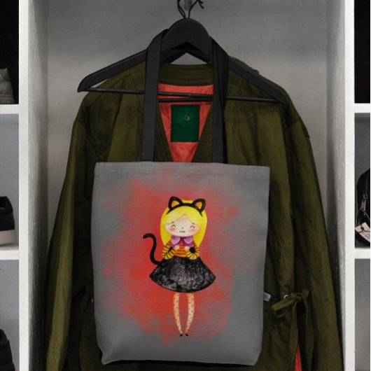 ステラランアーツカワイガールハロウィーンキャット トートバッグ