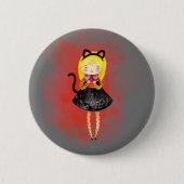 ステラランアーツカワイガールハロウィーンキャット 缶バッジ (正面)