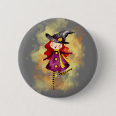 ステラルのハロウィン魔女かわいい女の子 缶バッジ (正面)