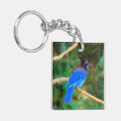ステラーズジェイ絵画ズ – Bird Artオリジナル キーホルダー (正面左)