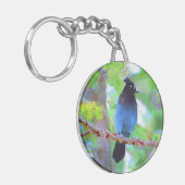 ステラーズジェイ絵画ズ – Bird Artオリジナル キーホルダー (正面左)