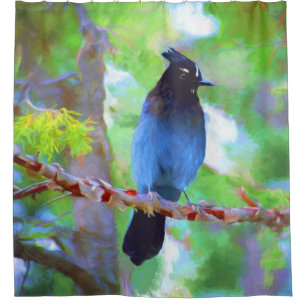 ステラーズジェイ絵画ズ – Bird Artオリジナル シャワーカーテン