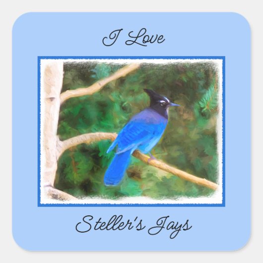 ステラーズジェイ絵画ズ – Bird Artオリジナル スクエアシール (正面)