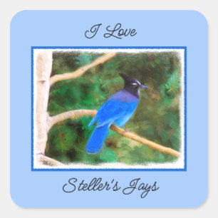ステラーズジェイ絵画ズ – Bird Artオリジナル スクエアシール