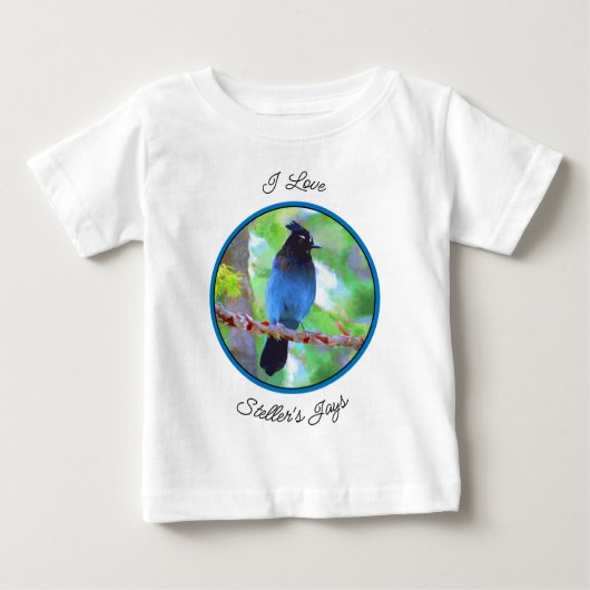 ステラーズジェイ絵画ズ – Bird Artオリジナル ベビーTシャツ (正面)