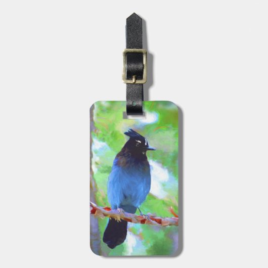 ステラーズジェイ絵画ズ – Bird Artオリジナル ラゲッジタグ (正面縦)