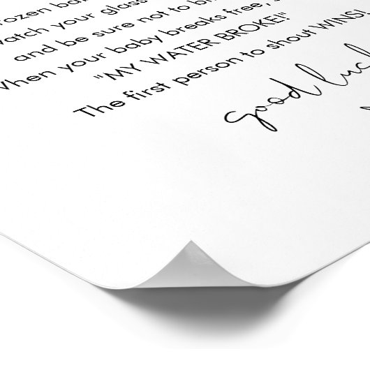 ステラ私の水が赤ちゃんシャワーのゲームサインを破った ポスター (角)