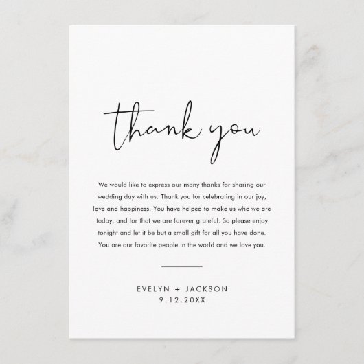 ステラ結婚の感謝状ナプキンノートカード エンクロージャーカード (正面)